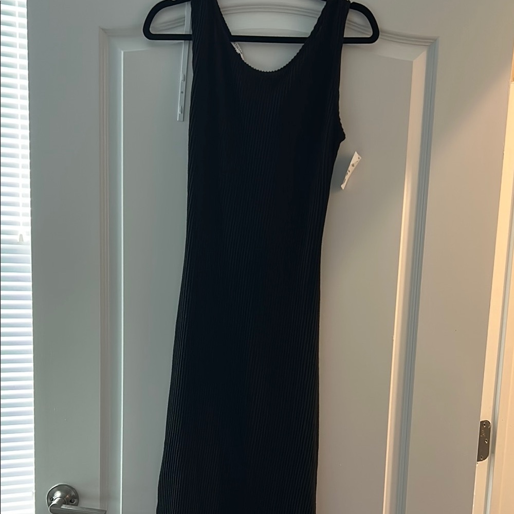 Black Ribbed Midi Dress
